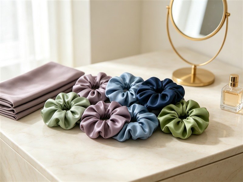 Silk Scrunchies Set (mulberry silk, 6 pcs)