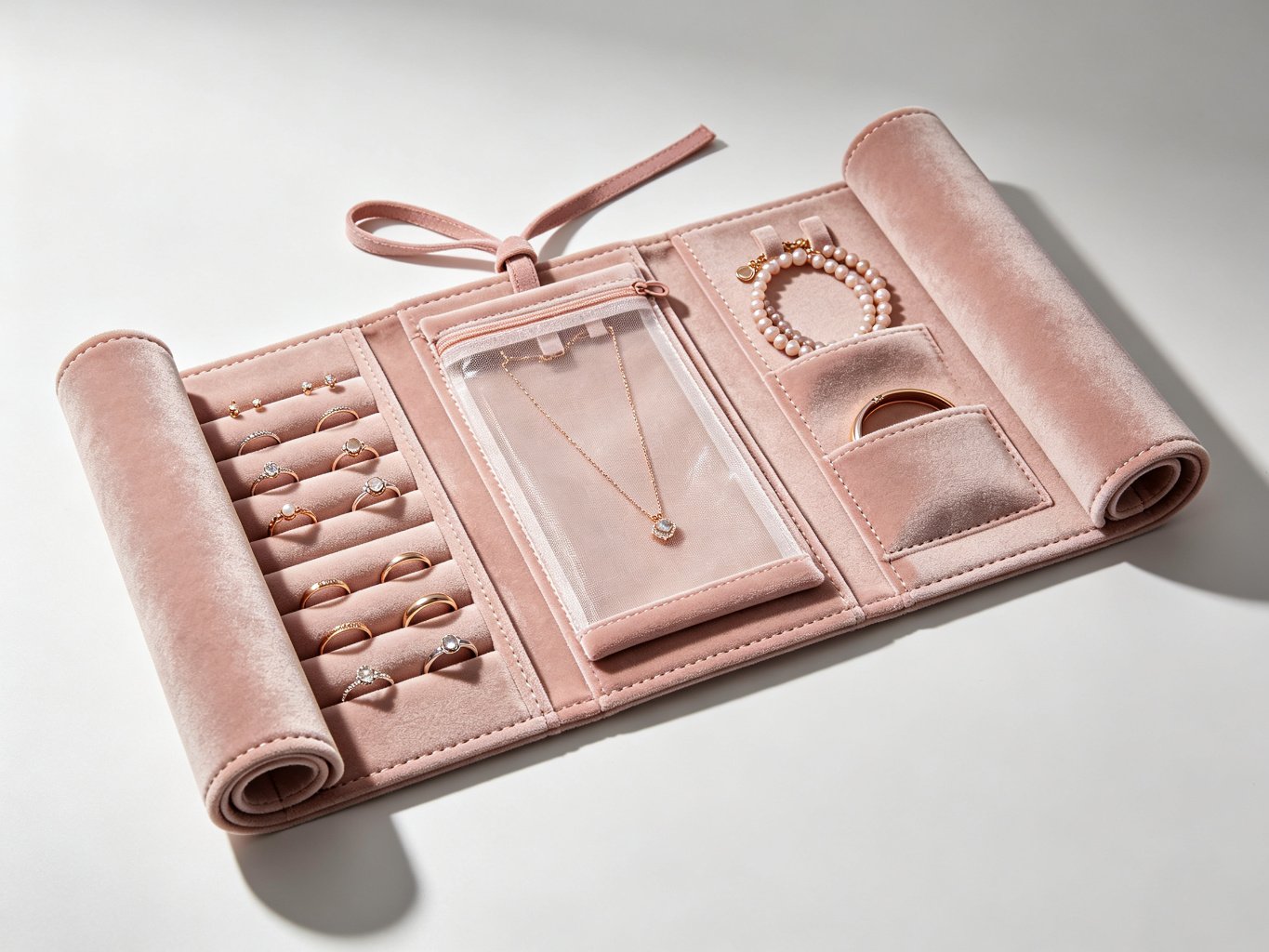 Roll-up Jewelry Organizer (velvet)
