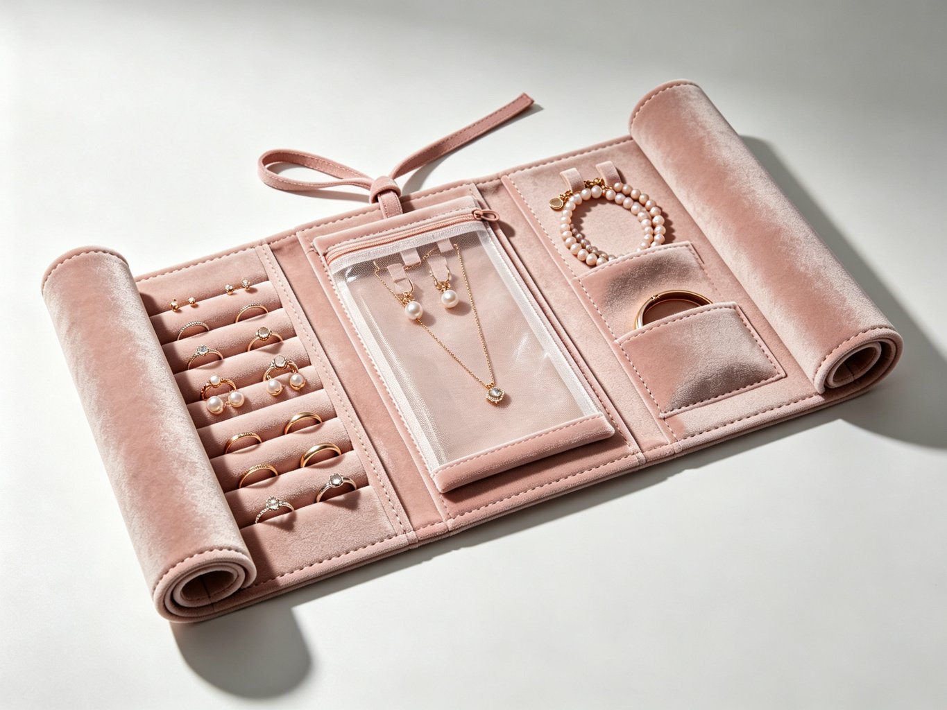 Roll-up Jewelry Organizer (velvet)