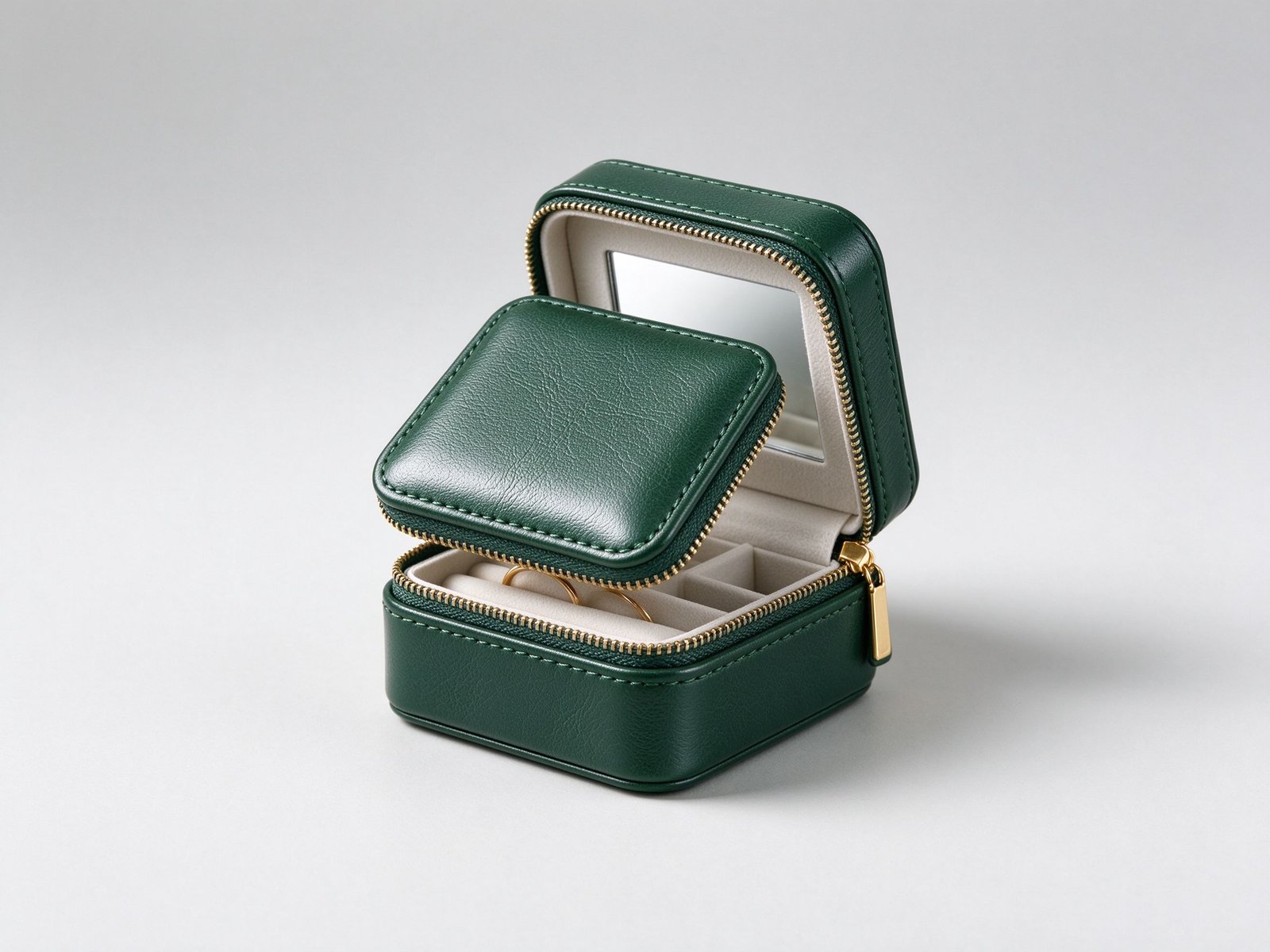 Portable Jewelry Box (leather, mirror)