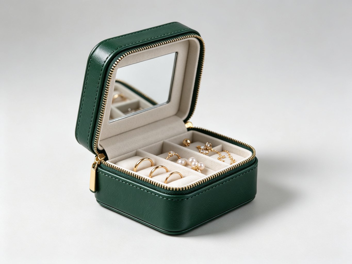 Portable Jewelry Box (leather, mirror)